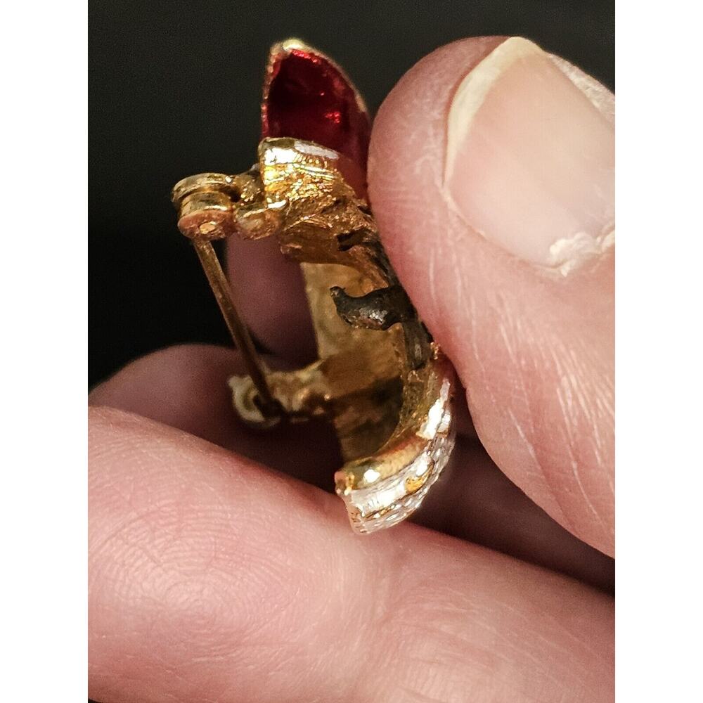 Vintage Mylu Pave Red, Gold & White Enamel Santa … - image 8